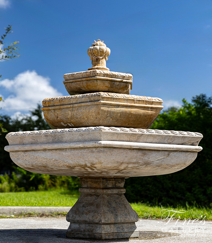 Search Result For Marble Fountains  - 3 Tiered Granite Hexagon Fountain - MF-1382